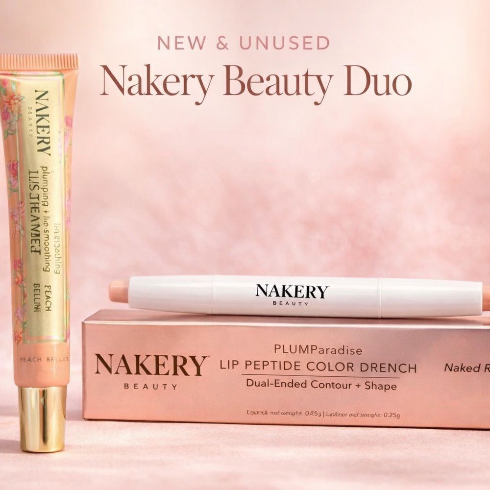 Nakery Beauty Duo: Plumping Lip Treatment + Peptide Liner/Lipstick Combo, NEW